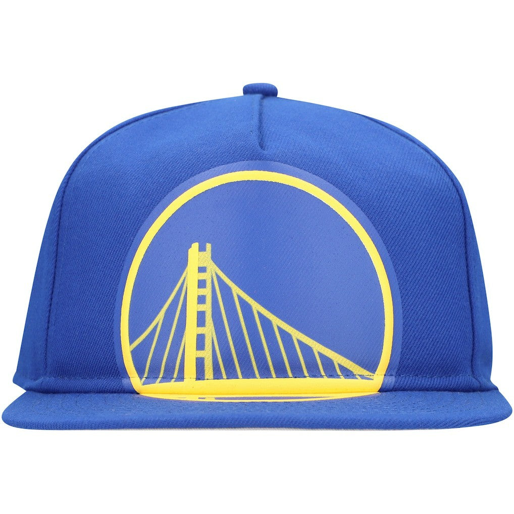 New Era - Golden State Warriors Oversized Puff Print Logo Golfer Snapback Hat - Royal
