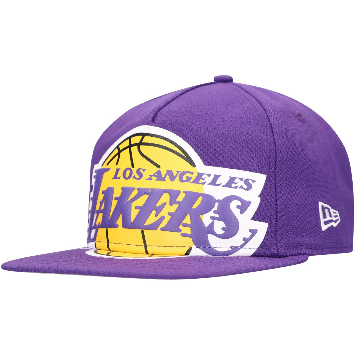 New Era - Los Angeles Lakers Oversized Puff Print Logo Golfer Snapback Hat - Purple