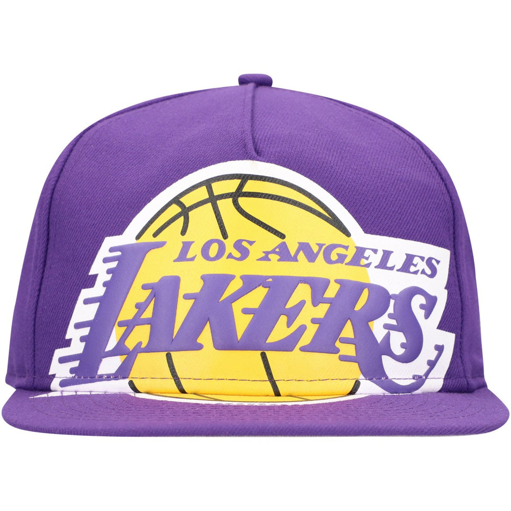 New Era - Los Angeles Lakers Oversized Puff Print Logo Golfer Snapback Hat - Purple