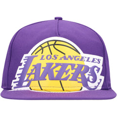 New Era - Los Angeles Lakers Oversized Puff Print Logo Golfer Snapback Hat - Purple