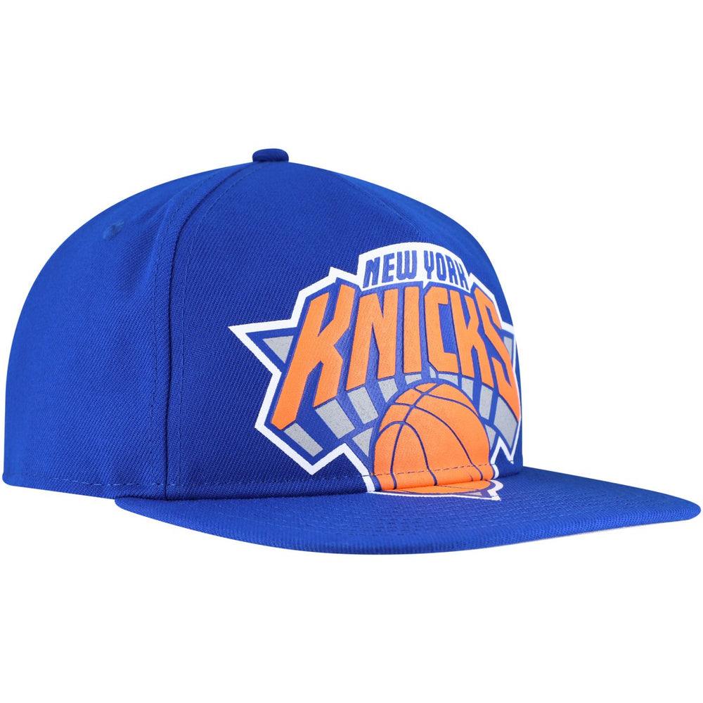 New Era - New York Knicks Oversized Puff Print Logo Golfer Snapback Hat - Blue