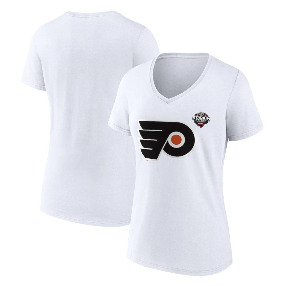 Philadelphia Flyers - Fanatics Women's 2024 NHL Stadium Series Logo V-Neck T-shirt White
