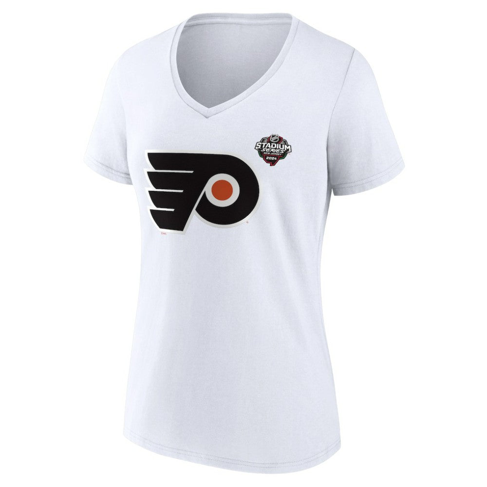 Philadelphia Flyers - Fanatics Women's 2024 NHL Stadium Series Logo V-Neck T-shirt White