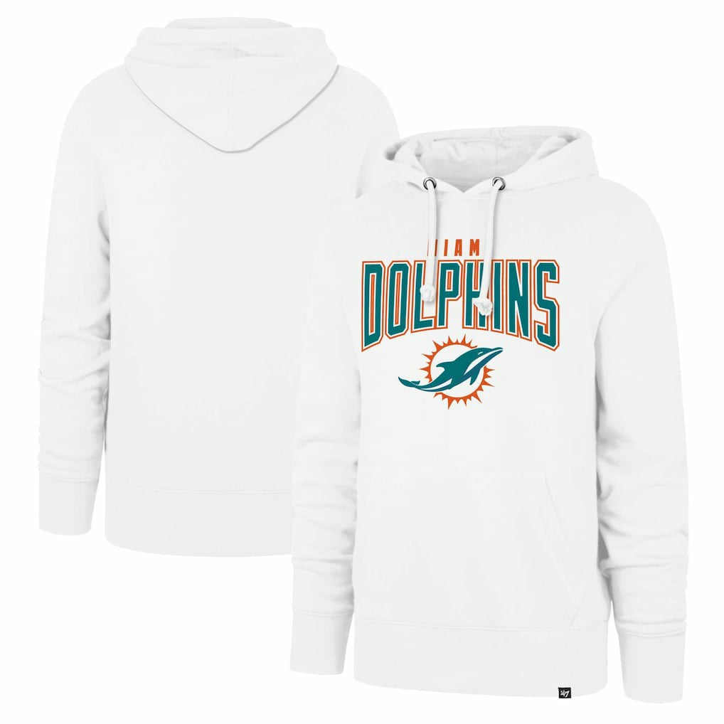 Miami Dolphins '47 Elements Arch Headline Pullover Hoodie White - 47 brand