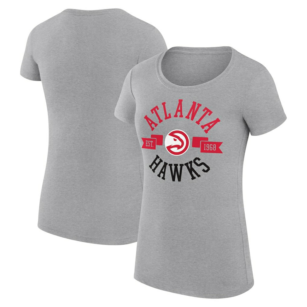 NBA - Atlanta Hawks G-III 4Her by Carl Banks Women's Super-Slim Fit Lightweight Large City Logo T-Shirt - Heather Gray