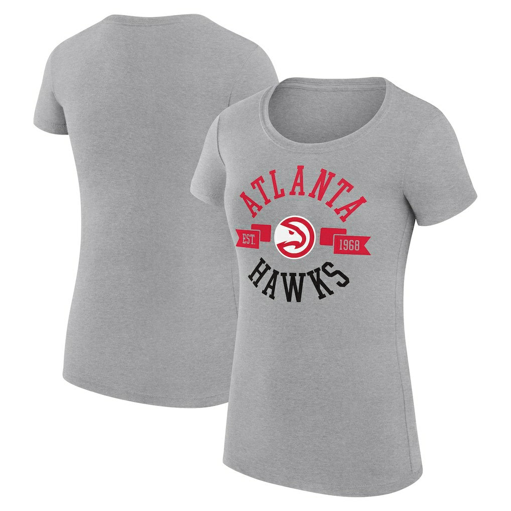 NBA - Atlanta Hawks G-III 4Her by Carl Banks Women's Super-Slim Fit Lightweight Large City Logo T-Shirt - Heather Gray