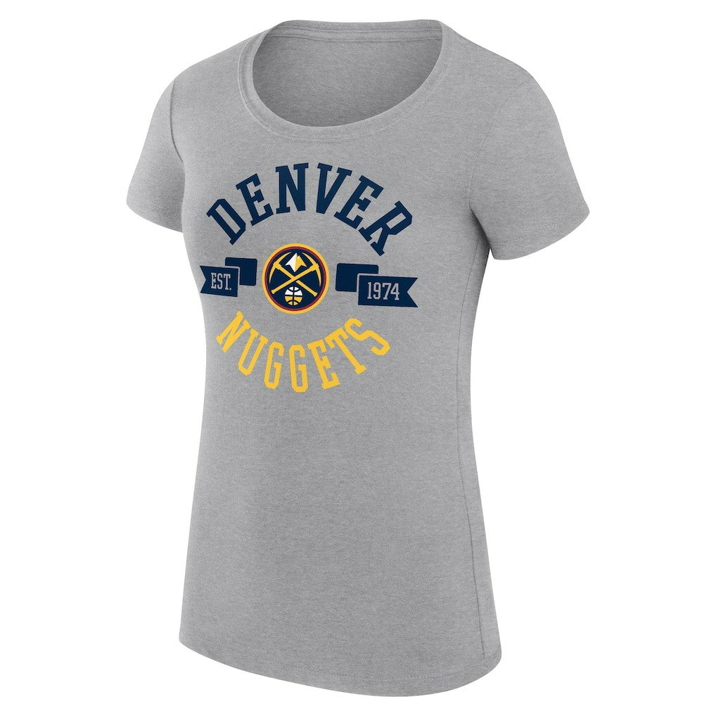 NBA - Denver Nuggets G-III 4Her by Carl Banks Women's Super-Slim Fit Lightweight Large City Logo T-Shirt - Heather Gray