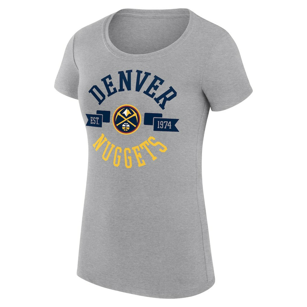 NBA - Denver Nuggets G-III 4Her by Carl Banks Women's Super-Slim Fit Lightweight Large City Logo T-Shirt - Heather Gray