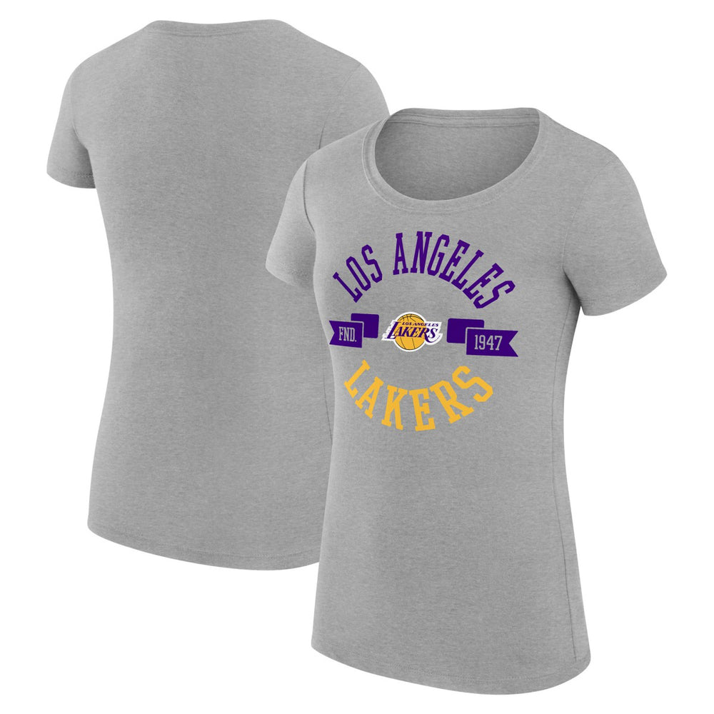NBA - Los Angeles Lakers G-III 4Her by Carl Banks Women's Super-Slim Fit Lightweight Large City Logo T-Shirt - Heather Gray