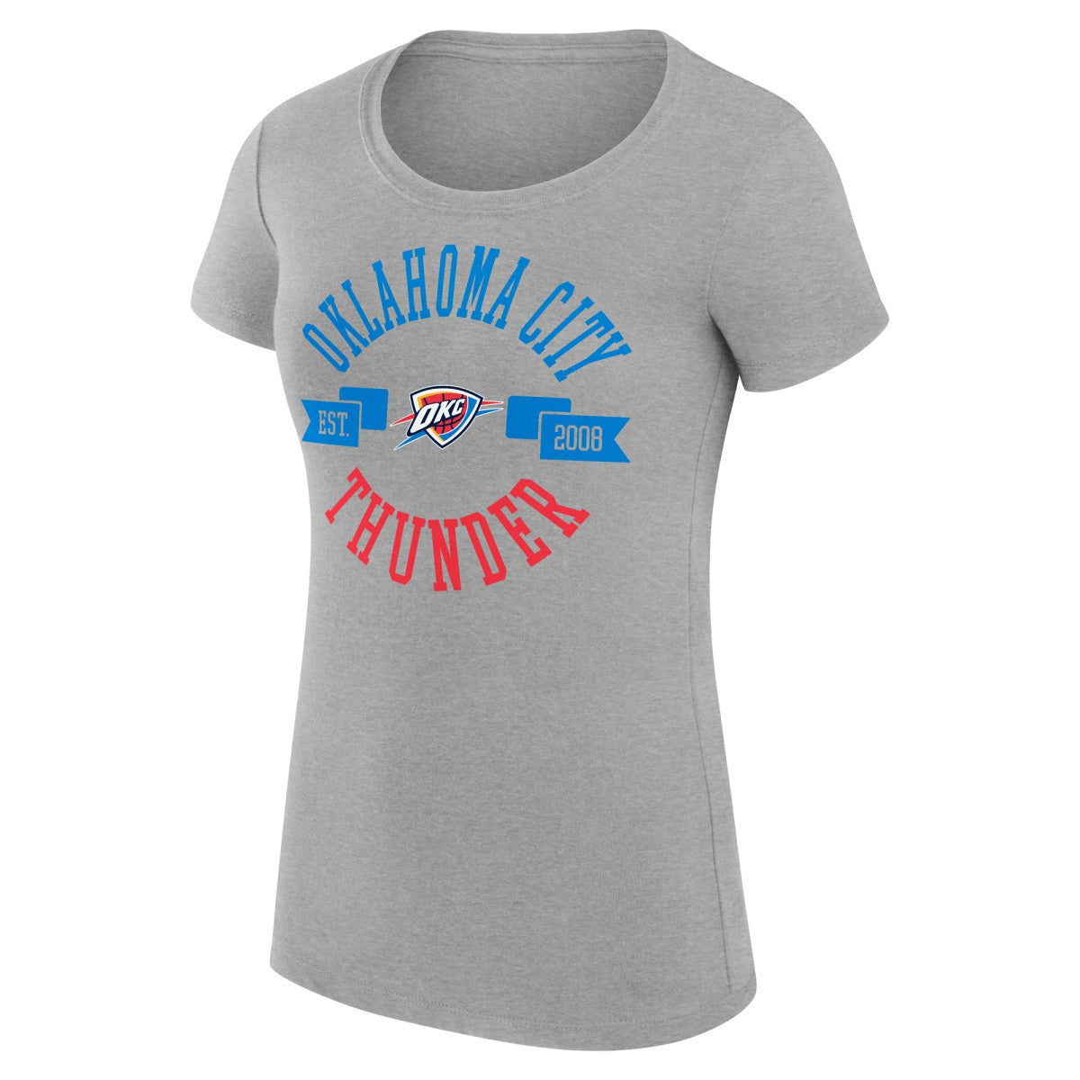 NBA - Oklahoma City Thunder G-III 4Her by Carl Banks Women's Super-Slim Fit Lightweight Large City Logo T-Shirt - Heather Gray