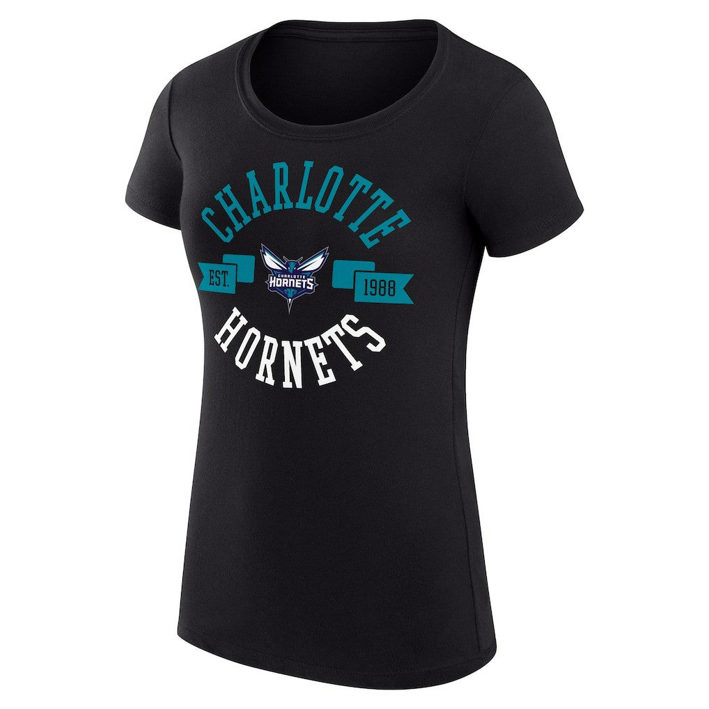 NBA - Charlotte Hornets G-III 4Her by Carl Banks Women's Super-Slim Fit Lightweight Large City Logo T-Shirt - Black