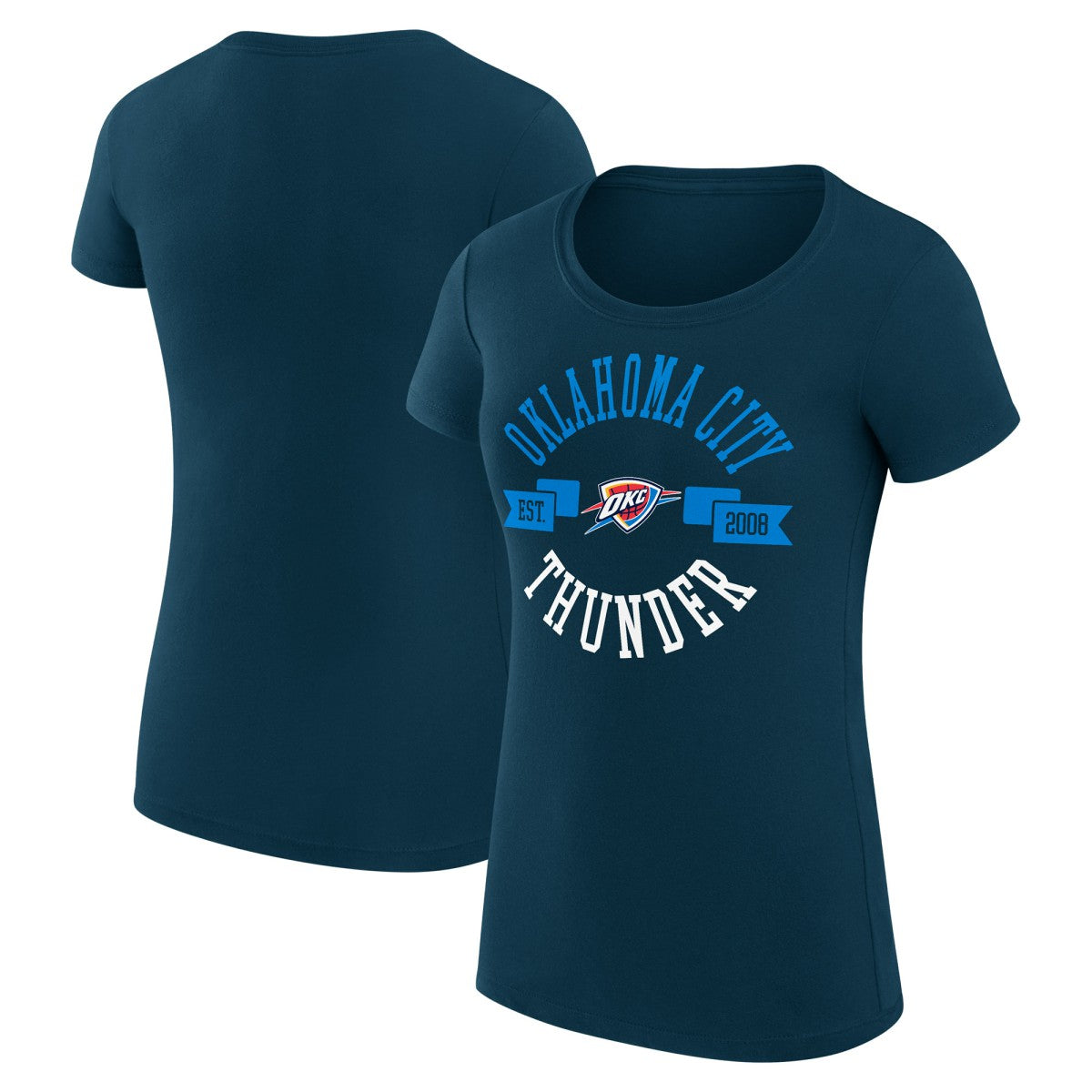 NBA - Oklahoma City Thunder G-III 4Her by Carl Banks Women's Super-Slim Fit Lightweight Large City Logo T-Shirt - Navy