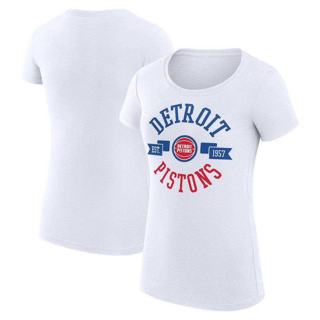 NBA - Detroit Pistons G-III 4Her by Carl Banks Women's Super-Slim Fit Lightweight Large City Logo T-Shirt - White