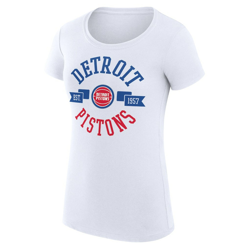 NBA - Detroit Pistons G-III 4Her by Carl Banks Women's Super-Slim Fit Lightweight Large City Logo T-Shirt - White