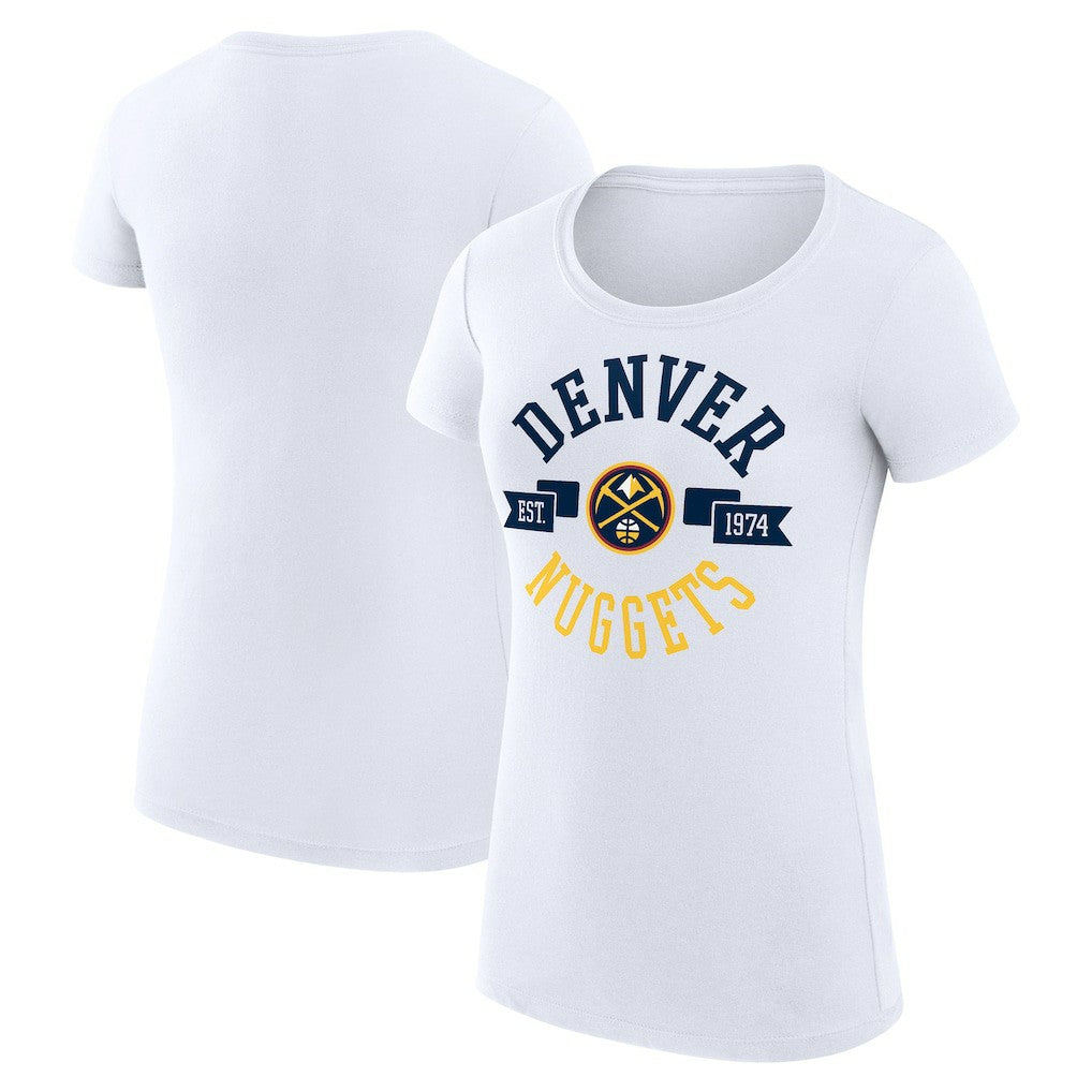 NBA - Denver Nuggets G-III 4Her by Carl Banks Women's Super-Slim Fit Lightweight Large City Logo T-Shirt - White