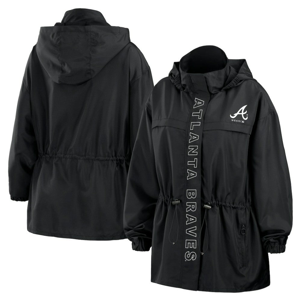 Atlanta Braves WEAR by Erin Andrews Women's Full-Zip Windbreaker Hoodie Jacket Lifestyle