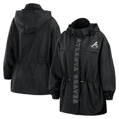 Atlanta Braves WEAR by Erin Andrews Women's Full-Zip Windbreaker Hoodie Jacket Lifestyle