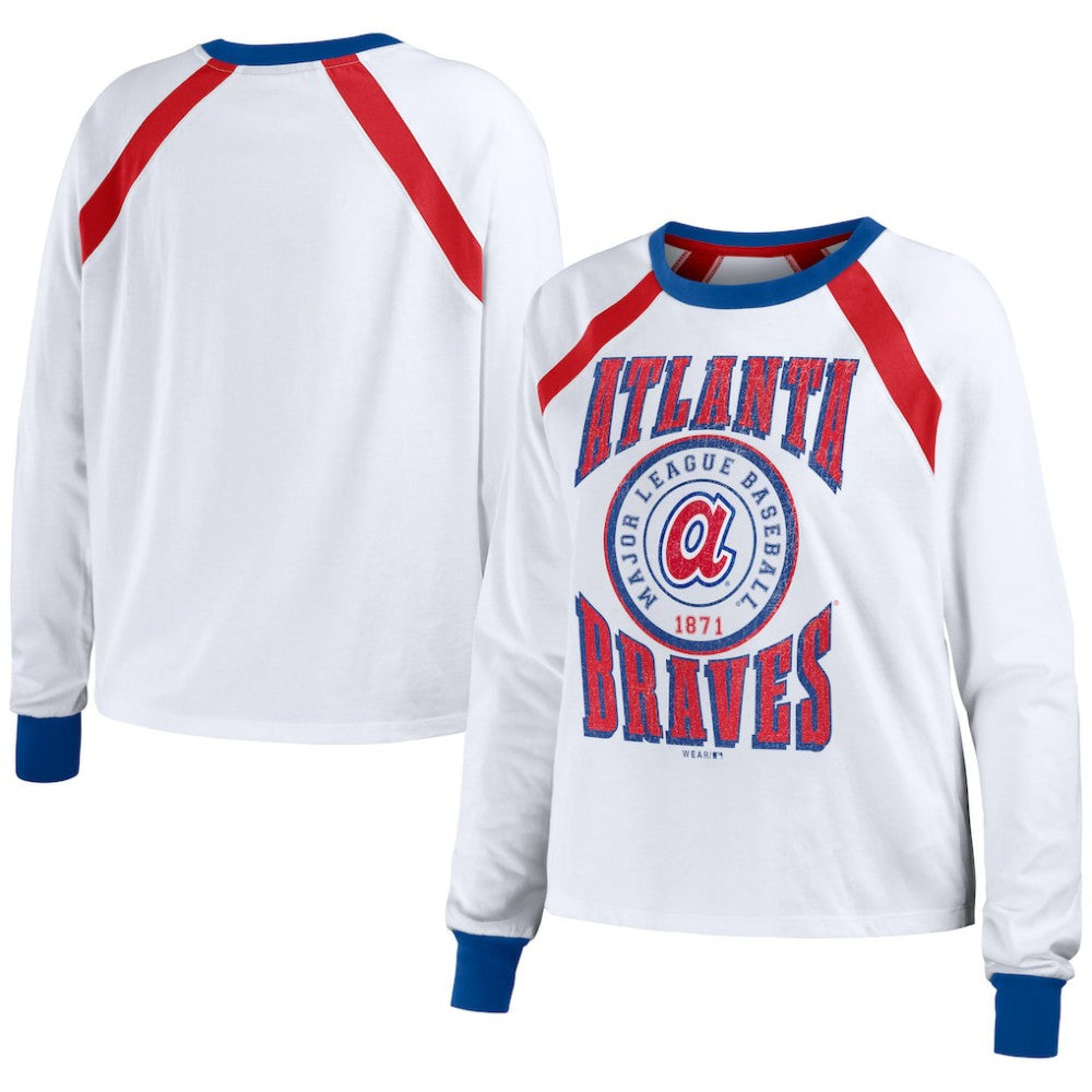 Atlanta Braves WEAR by Erin Andrews Women's Raglan Long Sleeve T-Shirt Lifestyle