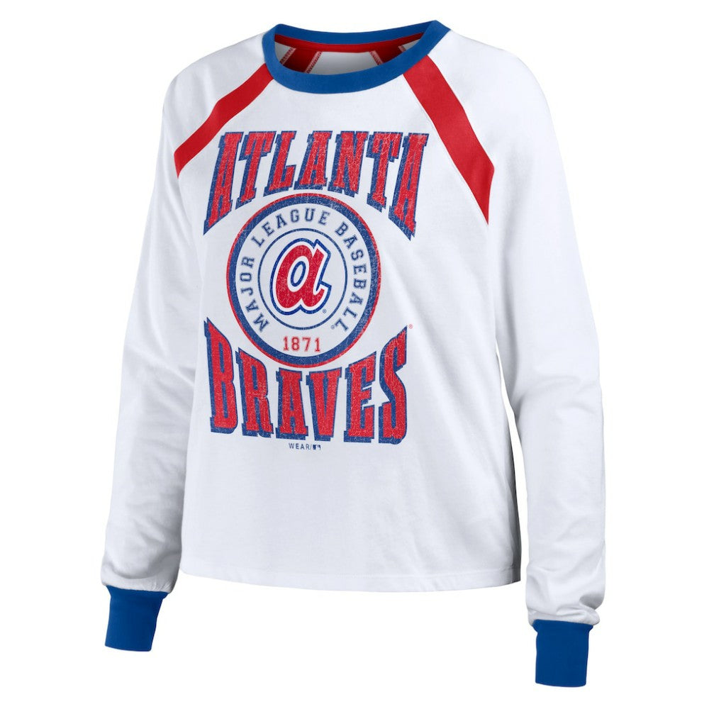 Atlanta Braves WEAR by Erin Andrews Women's Raglan Long Sleeve T-Shirt Lifestyle