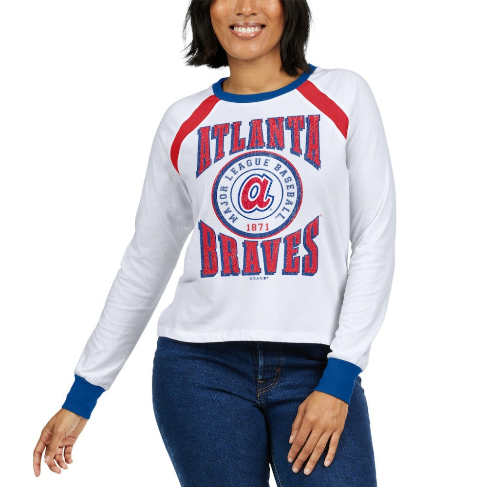 Atlanta Braves WEAR by Erin Andrews Women's Raglan Long Sleeve T-Shirt Lifestyle