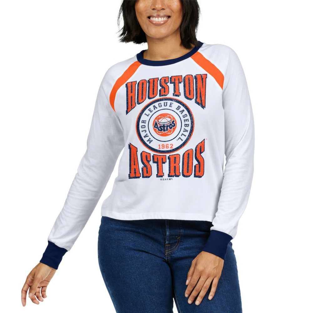 Houston Astros WEAR by Erin Andrews Women's Raglan Long Sleeve T-Shirt Lifestyle