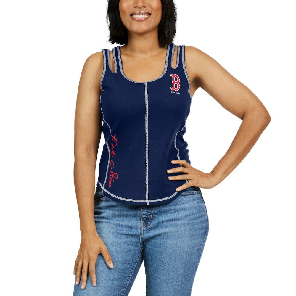 Boston Red Sox WEAR by Erin Andrews Women's Contrast Stitch Tank Top On Sale