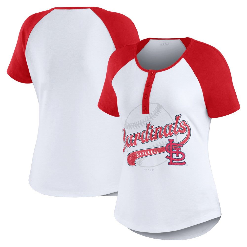 St. Louis Cardinals WEAR by Erin Andrews Women's Fitted Henley Raglan T-Shirt for sale