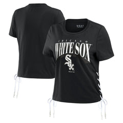 Chicago White Sox WEAR by Erin Andrews Women's Side Lace-Up Cropped T-Shirt Lifestyle