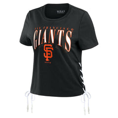 San Francisco Giants WEAR by Erin Andrews Women's Side Lace-Up Cropped T-Shirt On Sale