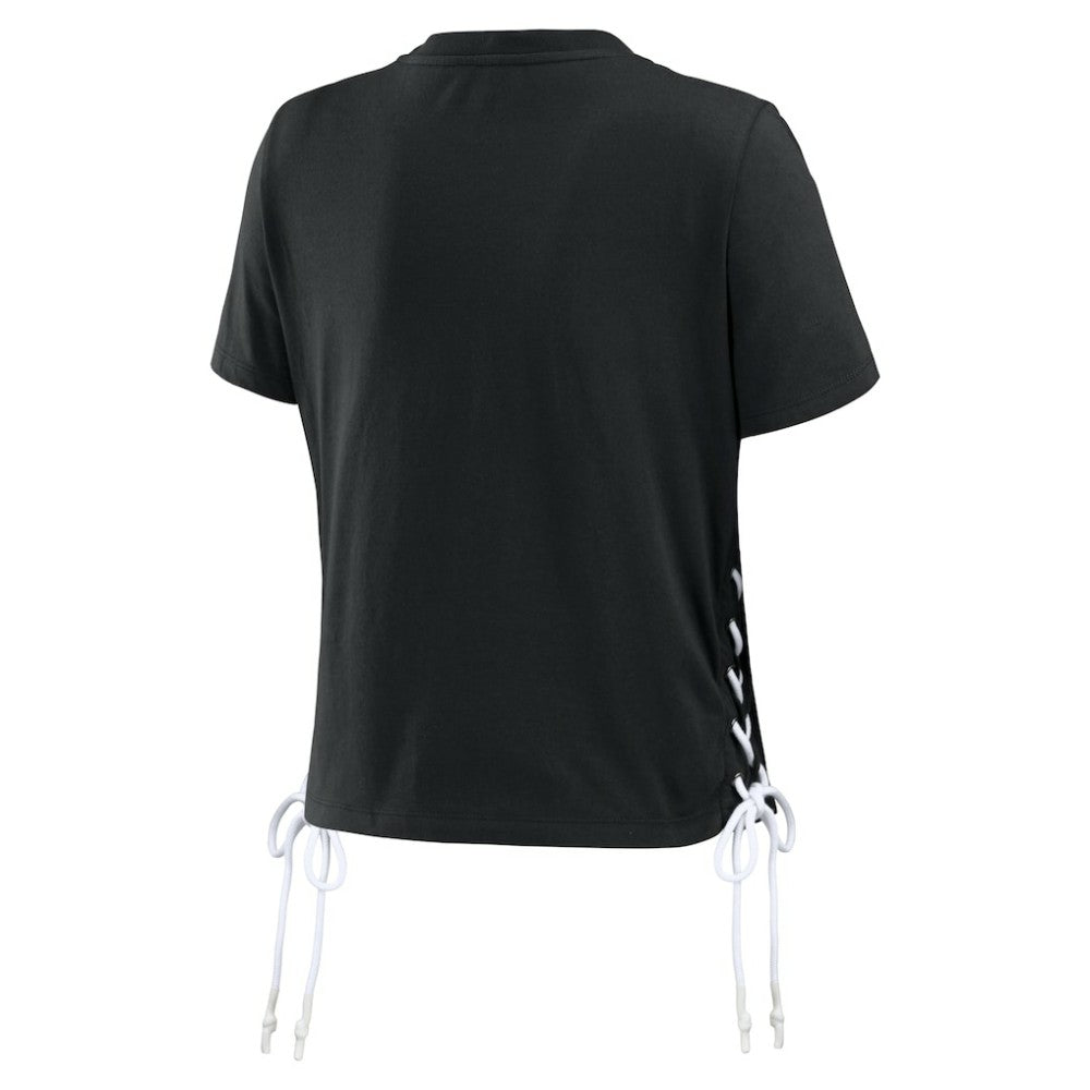 San Francisco Giants WEAR by Erin Andrews Women's Side Lace-Up Cropped T-Shirt On Sale