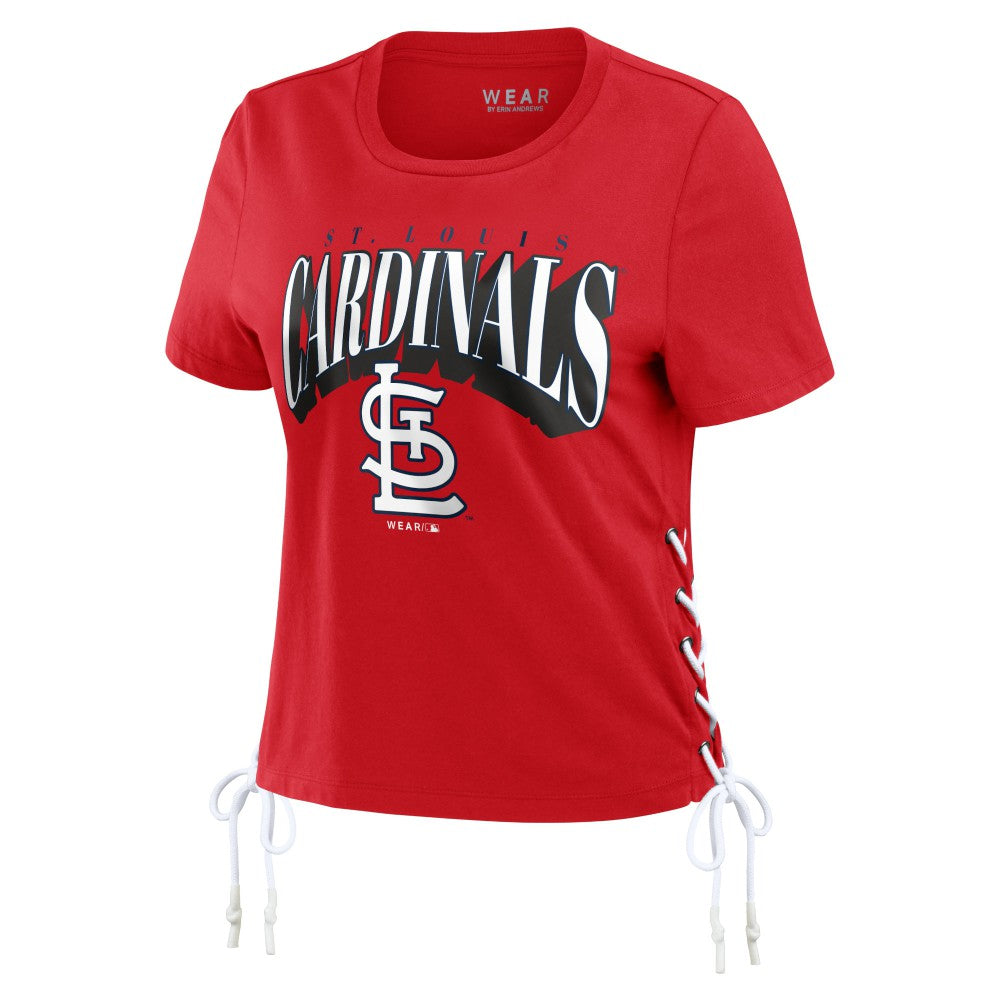 St. Louis Cardinals WEAR by Erin Andrews Women's Side Lace-Up Cropped T-Shirt discount
