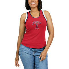 Los Angeles Angels WEAR by Erin Andrews Women's Colorblock Racerback Tank Top Clearance