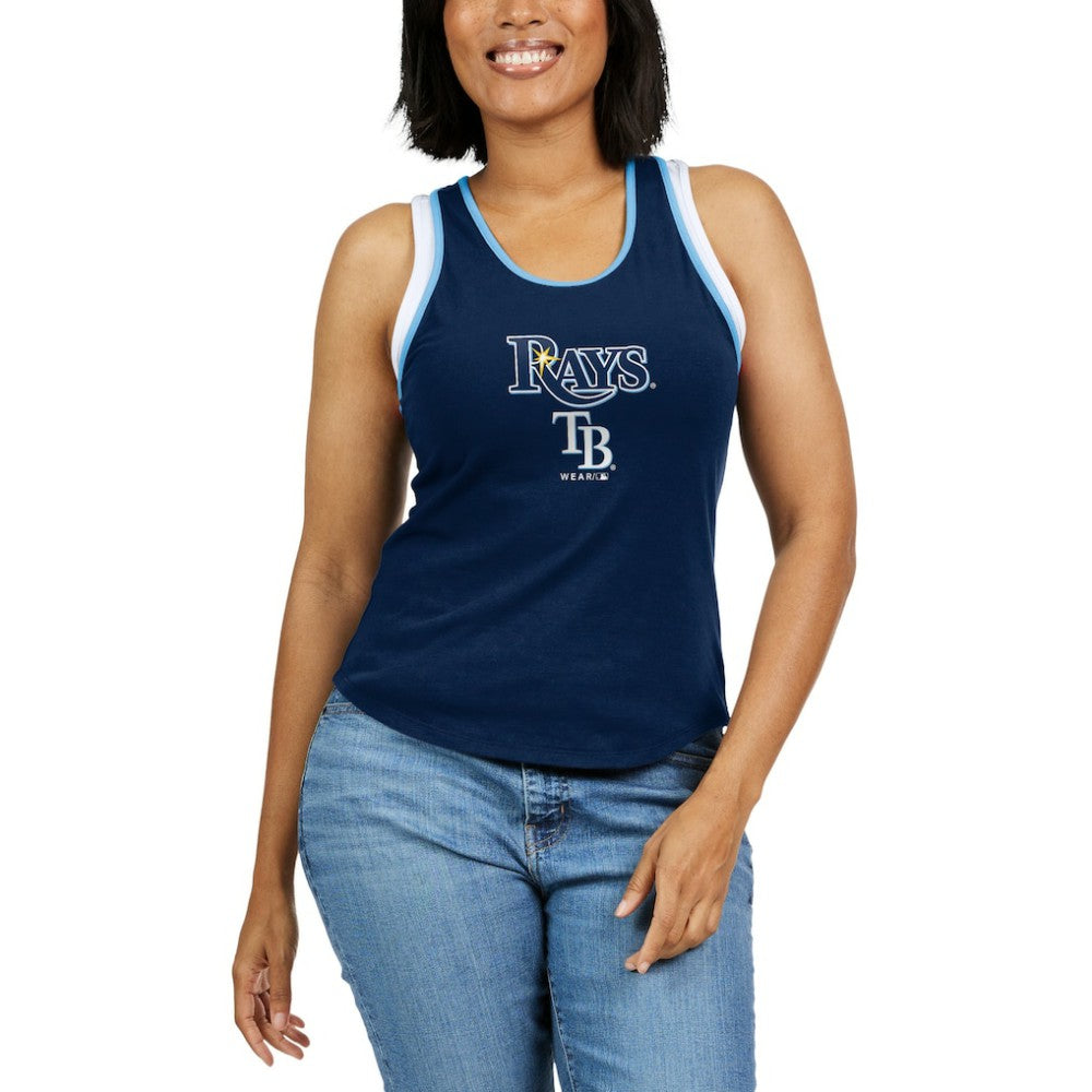 Tampa Bay Rays WEAR by Erin Andrews Women's Colorblock Racerback Tank Top discount
