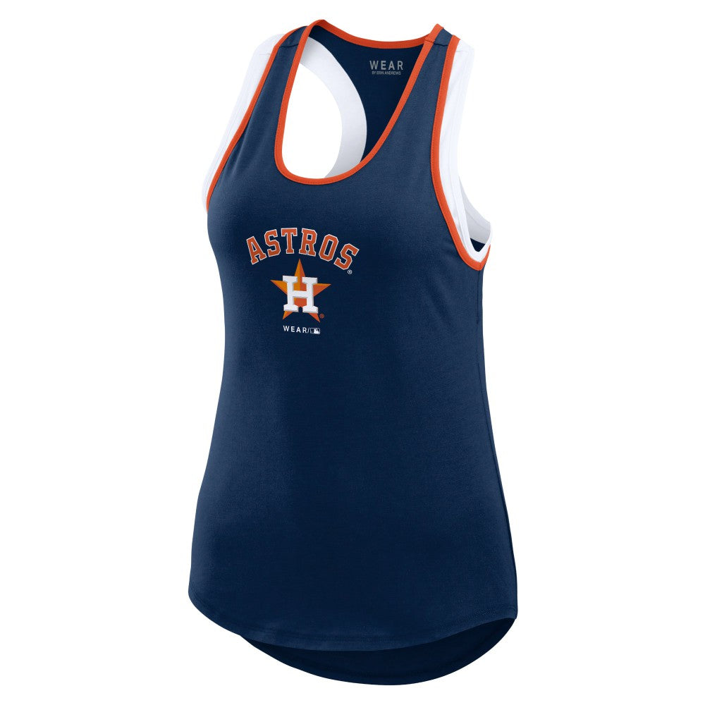 Houston Astros WEAR by Erin Andrews Women's Colorblock Racerback Tank Top Lifestyle