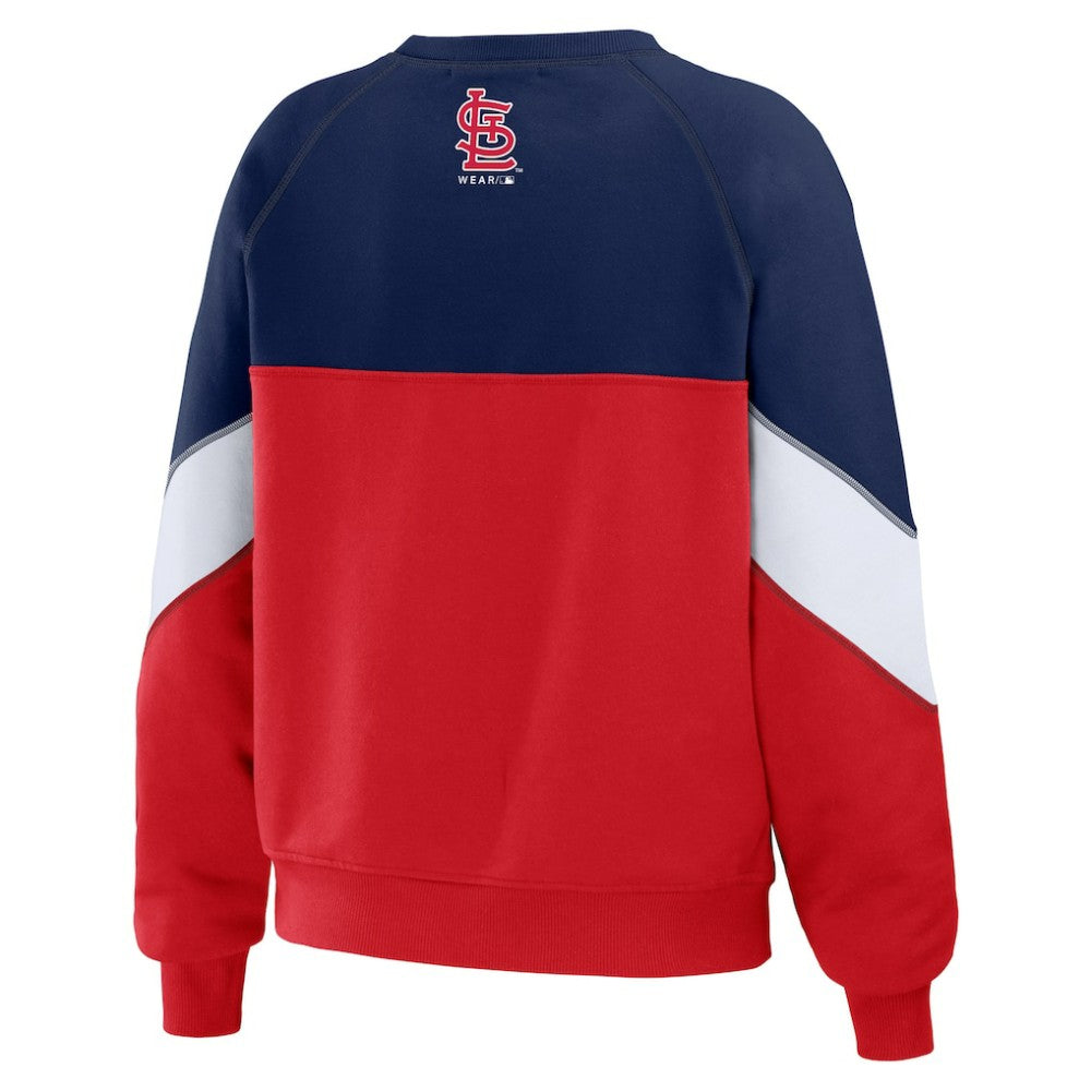 St. Louis Cardinals WEAR by Erin Andrews Women's Color Block Crew Neck Pullover Sweatshirt Clearance