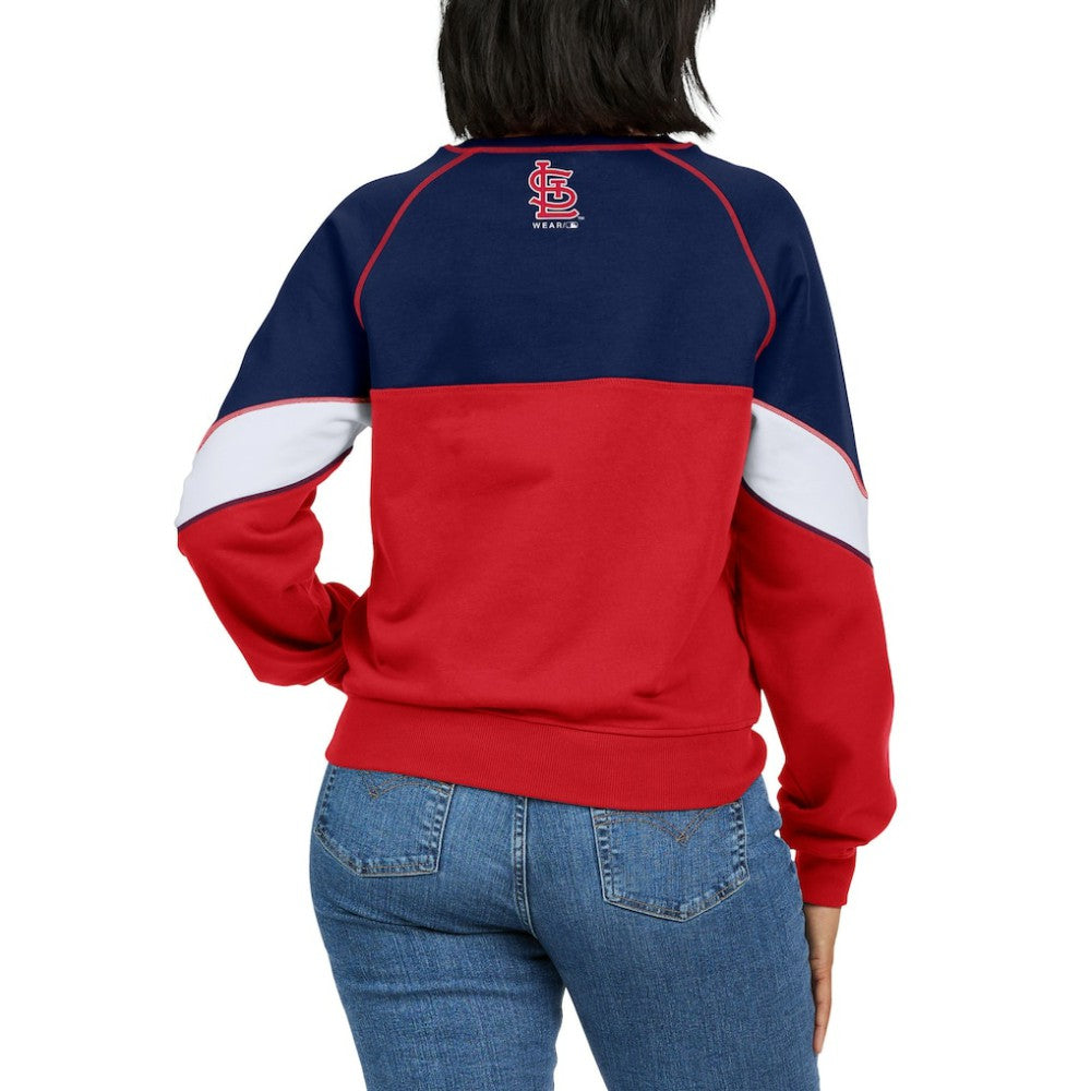 St. Louis Cardinals WEAR by Erin Andrews Women's Color Block Crew Neck Pullover Sweatshirt Clearance