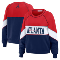 Atlanta Braves WEAR by Erin Andrews Women's Color Block Crew Neck Pullover Sweatshirt Online
