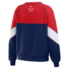 Boston Red Sox WEAR by Erin Andrews Women's Color Block Crew Neck Pullover Sweatshirt for sale