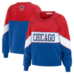 Chicago Cubs WEAR by Erin Andrews Women's Color Block Crew Neck Pullover Sweatshirt Near Me