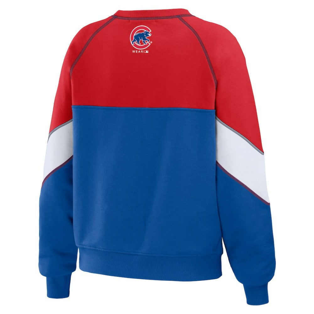 Chicago Cubs WEAR by Erin Andrews Women's Color Block Crew Neck Pullover Sweatshirt Near Me