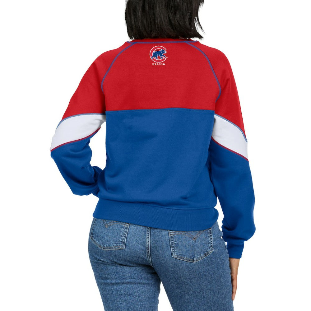 Chicago Cubs WEAR by Erin Andrews Women's Color Block Crew Neck Pullover Sweatshirt Near Me