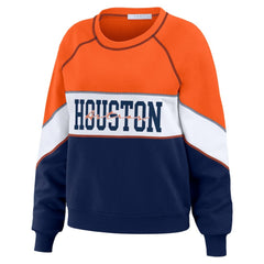 Houston Astros WEAR by Erin Andrews Women's Color Block Crew Neck Pullover Sweatshirt discount