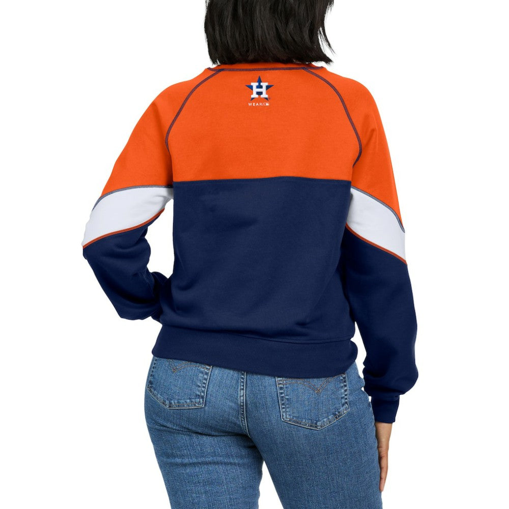 Houston Astros WEAR by Erin Andrews Women's Color Block Crew Neck Pullover Sweatshirt discount