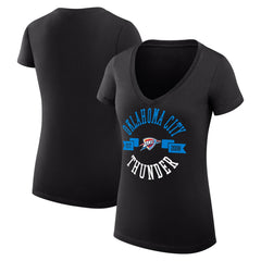 NBA - Oklahoma City Thunder G-III 4Her by Carl Banks Women's Super-Slim Fit Lightweight Large City Logo V-Neck T-Shirt - Black