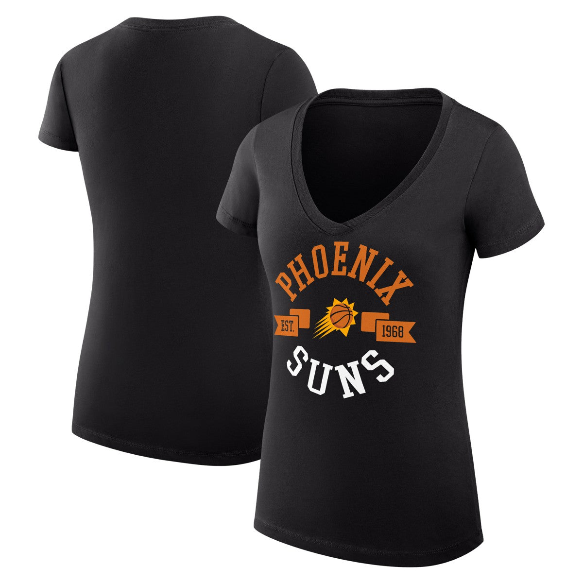 NBA - Phoenix Suns G-III 4Her by Carl Banks Women's Super-Slim Fit Lightweight Large City Logo V-Neck T-Shirt - Black