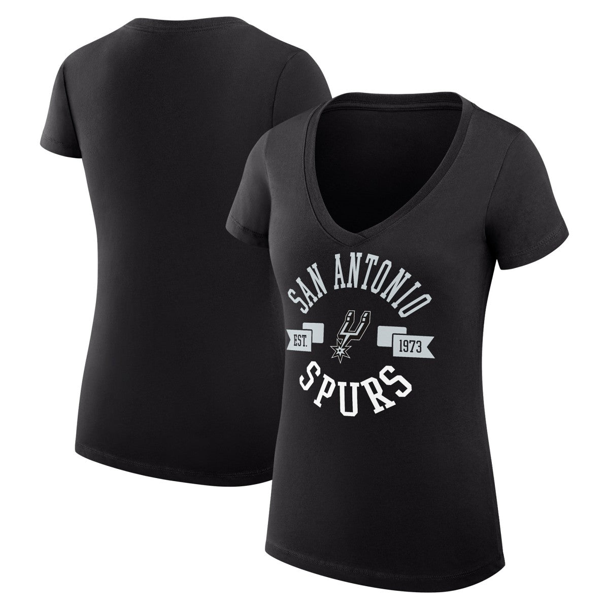 NBA - San Antonio Spurs G-III 4Her by Carl Banks Women's Super-Slim Fit Lightweight Large City Logo V-Neck T-Shirt - Black