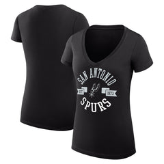 NBA - San Antonio Spurs G-III 4Her by Carl Banks Women's Super-Slim Fit Lightweight Large City Logo V-Neck T-Shirt - Black