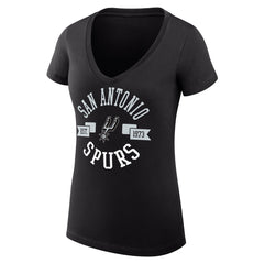 NBA - San Antonio Spurs G-III 4Her by Carl Banks Women's Super-Slim Fit Lightweight Large City Logo V-Neck T-Shirt - Black