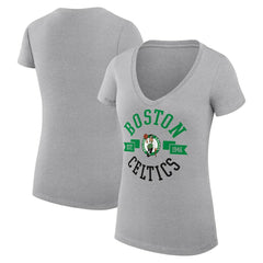 NBA - Boston Celtics G-III 4Her by Carl Banks Women's Super-Slim Fit Lightweight Large City Logo V-Neck T-Shirt - Heather Gray