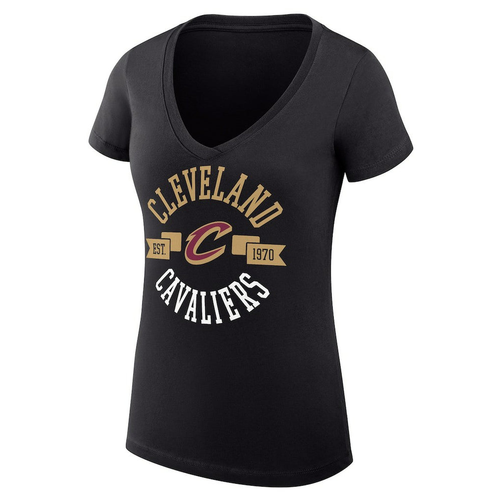 NBA - Cleveland Cavaliers G-III 4Her by Carl Banks Women's Super-Slim Fit Lightweight Large City Logo V-Neck T-Shirt - Black